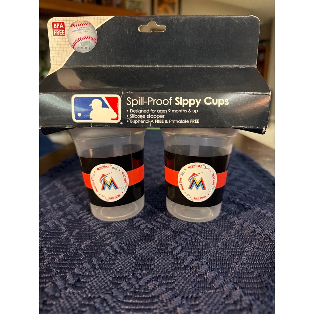 Baby Fanatic MLB Miami Marlins Spill-Proof Sippy Cups 2-Pack 5oz BPA Free New